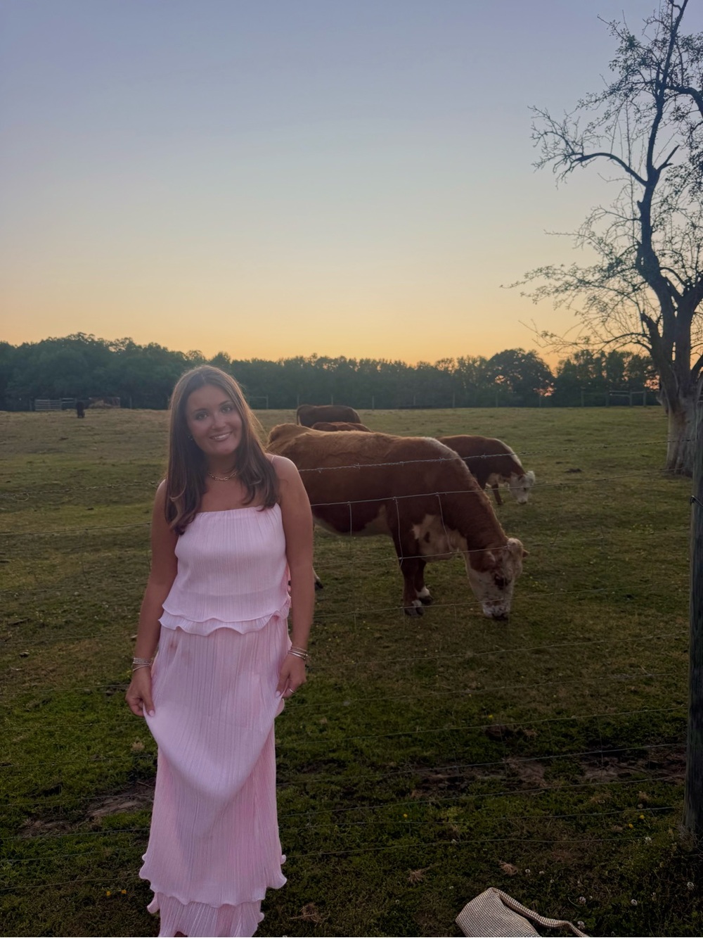 Commense Blush Pink Pleated Ruffle Maxi Skirt Set - Picture 2 of 3